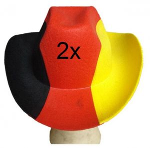 2x Cowboy Hut Deutschland Fußball Cowboyhut rot-schwarz-gold Fan