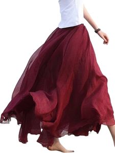 Damen High Waist Midi Skirt Summer A-line Skirts Casual Asymmetry Long Skirt,Farbe:#14,Größe:L