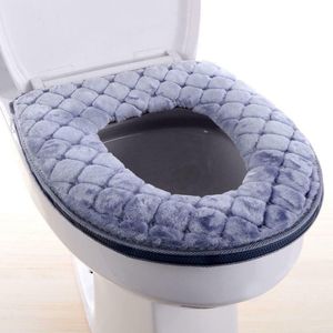 Badezimmer Toilettensitz Closestool Zipper Warm Mat Cover Soild Pad Kissen Grau
