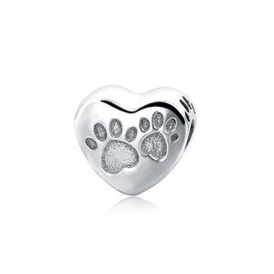 PANDACHARMS Hundepfötchen Herz Silber Charm, 925er Sterling Silber, passt zu Pandora
