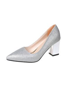 Damen Pumpen Low Top High Heels Nicht Schlupf Schuhe Komfort Pointy Toe Dressschuhe Silber,Größe:EU 37