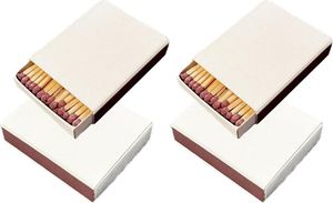 jameitop® 4 Packungen King Size 55 MM Streichhölzer OHNE Druck/WEIß Schachteln zum Gestalten, brauner Zündkopf, 240 Zündhölzer im Set