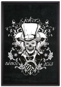 Joker black Leinwandbild 60x40 cm im Bilderahmen | Wandbild  | Schattenfugenrahmen | Kein Poster