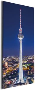 Wallario Premium Leinwandbild Fernsehturm Berlin bei Nacht in Größe 80 x 200 cm