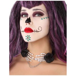 Skeletthand-Kette Tag der Toten Halloween-Accessoire schwarz-weiss