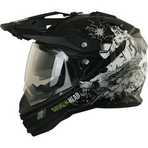 Motorradhelm Broken Head Fullgas Viking schwarz matt Enduro Motocross Helm (S) Größe: S (55-56 cm)