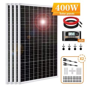400W Solar Panel Kit 12V Monokristallin Photovoltaik mit 40A Ladegerät Solaranlage Komplettpaket für Wohnmobil Camper Balkonkraftwerk