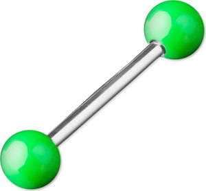 viva-adorno Barbell Piercing Stab Zungenpiercing Chirurgenstahl Stahlkugeln glänzend emailliert verschiedene Farben Z374,neon grün Z373