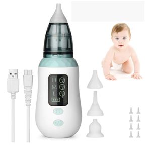 Baby Nasensauger Elektrischer USB Lade Nasenschleimentferner mit 5 einstellbaren Saugstufen und 3 Spitzen, Baby Nasenreiniger