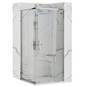 Sprchový Kout REA PUNTO CHROME 90x90 + Sprchová vanička SAVOY WHITE