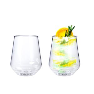 Doimoflair Cocktailglas Weingläser aus Kunststoff bruchsicher Trinkbecher Plastik Transparent 39 cl. Set 2 Stück