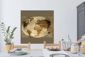 Wandtattoo Wandsticker Wandaufkleber Weltkarte - Globus - Retro 100x100 cm Selbstklebend und Repositionierbar