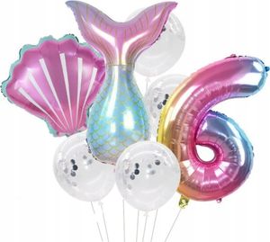 Geburtstag Ballons 7pcs Konfetti 6 Jahre alt Meerjungfrau
