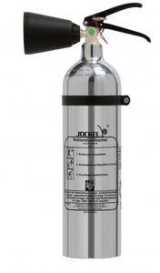 Jockel Design Feuerlöscher 2kg CO2 Kohlendioxid Chrom Silber