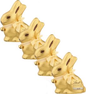Biała czekolada Lindt Gold Bunny z delikatnej białej czekolady 100 g, opakowanie 4 szt