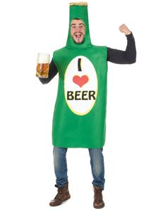 Bierflaschen-Kostüm I Love Beer grün-bunt