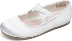 DREAM PAIRS Mädchen Mary Jane Strap Flache Schuhe Ballerinas Prinzessin Schuhe Flache Schulschuhe Weiss 33.5EU Angie-2