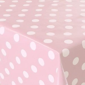 PVC Tischdecke Dottie rosa rosé Punkte weiss Wachstuch · Eckig · Länge & Breite wählbar · abwaschbare Tischdecke , Größe:120 x 80 cm