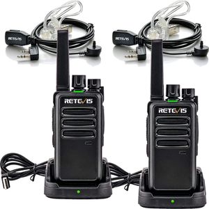 Retevis RT668 Funkgerät mit Headset Lizenzfrei 16 Kanäle CTCSS/DCS PMR Funkgerät Scan Rauschsperre VOX Wiederaufladbarer Walkie Talkie (Schwarz, 2 Stück)