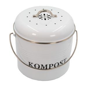 Intirilife Komposteimer Biomülleimer aus Eisen für die Küche - 21.5 x 19 x 20.5 cm - 3 Liter Füllmenge - Behälter für Müll Bioabfall Kompost inkl. 2 Kohlefilter geruchsdicht mit Schwenkgriff