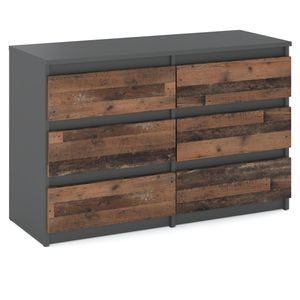 STIV Möbel | Komoda / kredens z 6 szufladami - vintage / szary, wys. 71 cm szer. 100 cm gł. 33 cm