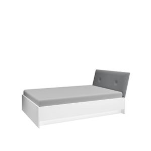 Marmex Möbel Lille 13 – Bett 140x200, Doppelbett, Bettgestell ohne Matratze, Velour-Kopfteil, Velour - Polsterung, weiß, Schlafzimmer