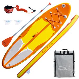FEATH-R-LITE  Aufblasbares Stand Up Paddle Board,305 x 80 x 15 cm, Surfboard, Faltbares aufblasbares Paddel ,SUP, Paddle Board, orange