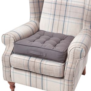HOMESCAPES Silný sedací polštář 50 x 50 cm břidlicově šedý - pohodlný polštář do křesla s bavlněným potahem