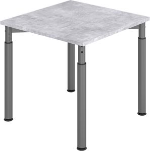 bümö® Schreibtisch "Y-Serie" höhenverstellbar, Tischplatte 80 x 80 cm in Beton, Gestell in graphit
