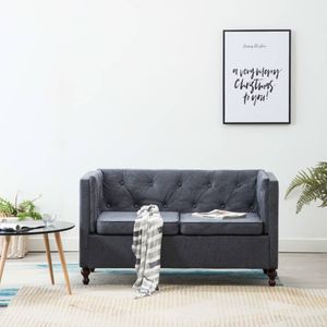 Chesterfield-Sofa 2-Sitzer Stoffpolsterung Grau
