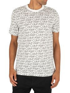 Calvin Klein Herren T-Shirt mit Modlus-Logo-Aufdruck, Weiß M