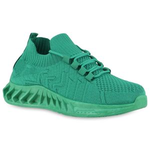 VAN HILL Dámská sportovní obuv na běhání pletená šněrovací obuv s profilovanou podrážkou 838964, barva: zelená, velikost: 38