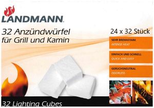 Landmann 32 Anzündwürfel für Grill und Kamin N-Paraffin 24 x 32 Stück