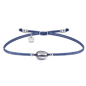 Armband Silber Muschel - KAURIMUSCHEL Marine ◦ Farbe des Makramee-Fadens königsblau / silber