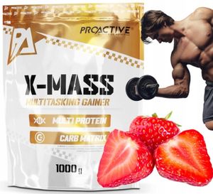 Proactive X-Mass weight GAINER multi protein kohlenhydrate Muskelmasse aufbauen geschmack: Erdbeere 1kg