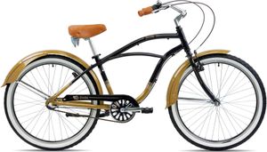 Chrisson Sando Beachcruiser 26 Zoll Damen Herren 155 - 170 cm Fahrrad 3 Gang schwarz/gold 41 cm
