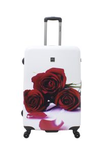 Saxoline Koffer Roses mit Doppel-Spinner-Rädern weiss-rot One Size