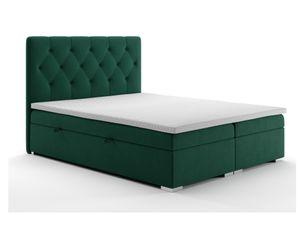 MOB, Manželská posteľ Boxspring 160 cm - Ronda (tmavozelená) (s úložným priestorom)