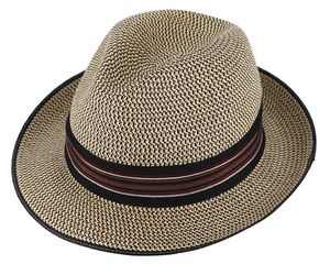 Fiebig Papierhut Fedora melange gestreiftes Band Beige Gr. 61