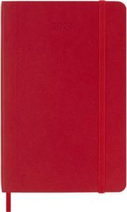 Moleskine 12 Monate Wochen Notizkalender 2024, P/A6, 1 Wo = 1 Seite, Rechts Linierte Seite, Soft Cover, Scharlachrot
