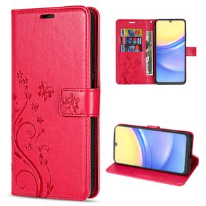 betterfon Hülle für Samsung A15 Handyhülle Handy Tasche Flip Wallet Case Kunstleder mit [Standfunktion] [Kartenfächern] für Samsung Galaxy A15 4G / 5G in Rot