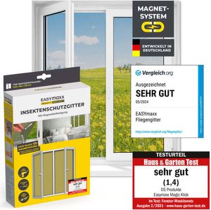 EASYMAXX moskitiera z 12 magnetycznymi mocowaniami do okien 150x130cm czarna