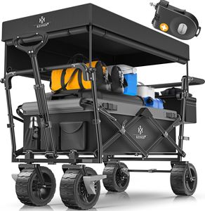 KESSER® Bollerwagen faltbar GT9000 mit Dach Handwagen Transportwagen | inkl. 2x 3-Punkt Gurtsystem| klappbar | Vollgummi-Reifen | bis 80 kg | Vorder- und Hinter-Bremse | inkl. Cover & Schloss KESSER® Bollerwagen faltbar GT9000 mit Dach Handwagen Transportwagen | inkl. 2x 3-Punkt Gurtsystem| klappbar | Vollgummi-Reifen | bis 80 kg | Vorder- und Hinter-Bremse | inkl. Cover & Schloss