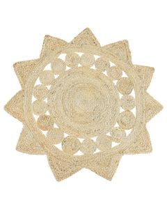 BELIANI Teppich Beige Jute 120 cm rund Sternform Kurzflor Boho Stil Flur Diele Salon Wohnzimmer Arbeitszimmer u. Schlafzimmer