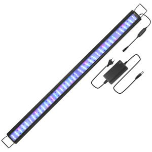 Fiqops 45W LED akvárium s časovačem Mušle RGB dekorace Vodotěsné, 107-130cm