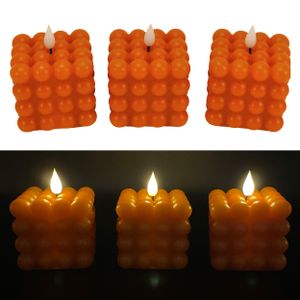 3 LED Bubble Kerzen aus Echtwachs mit Timerfunktion - Candle (Zimt)