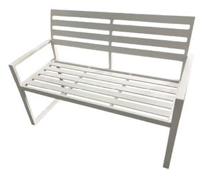 Gartenbank 2-Sitzer 122x59 cm mit Armlehnen Aluminium Weiß