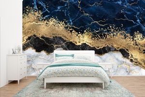 MuchoWow® fototapeta do obývacího pokoje nebo ložnice tapeta na zeď vinylová tapeta s motivem mramoru - bílá - zlatá - - 400x240 cm - vzorovaná