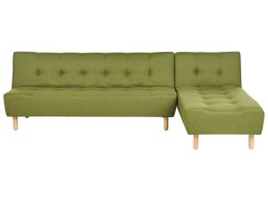 BELIANI 4-Sitzer Ecksofa Grün Stoffbezug Gesteppt L-Förmig mit Chaiselongue Linksseitig Schlaffunktion Modern Skandinavisch Wohnzimmer Schlafsofa