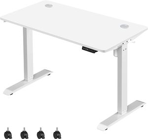 SONGMICS Höhenverstellbarer Schreibtisch elektrisch, 60 x 120 cm Tischoberfläche, Memory-Funktion mit 3 Höhen, Auffahrschutz, weiß